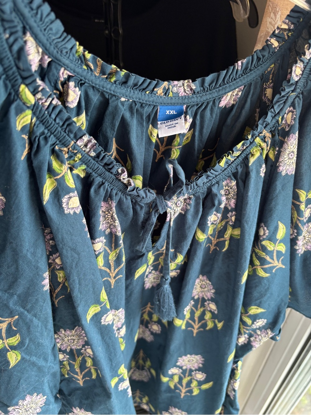 EUC Old Navy Flutter-Sleeve Tassel-Tie Top | Floral Peasant Blouse | Women’s XXL - Picture 2 of 16